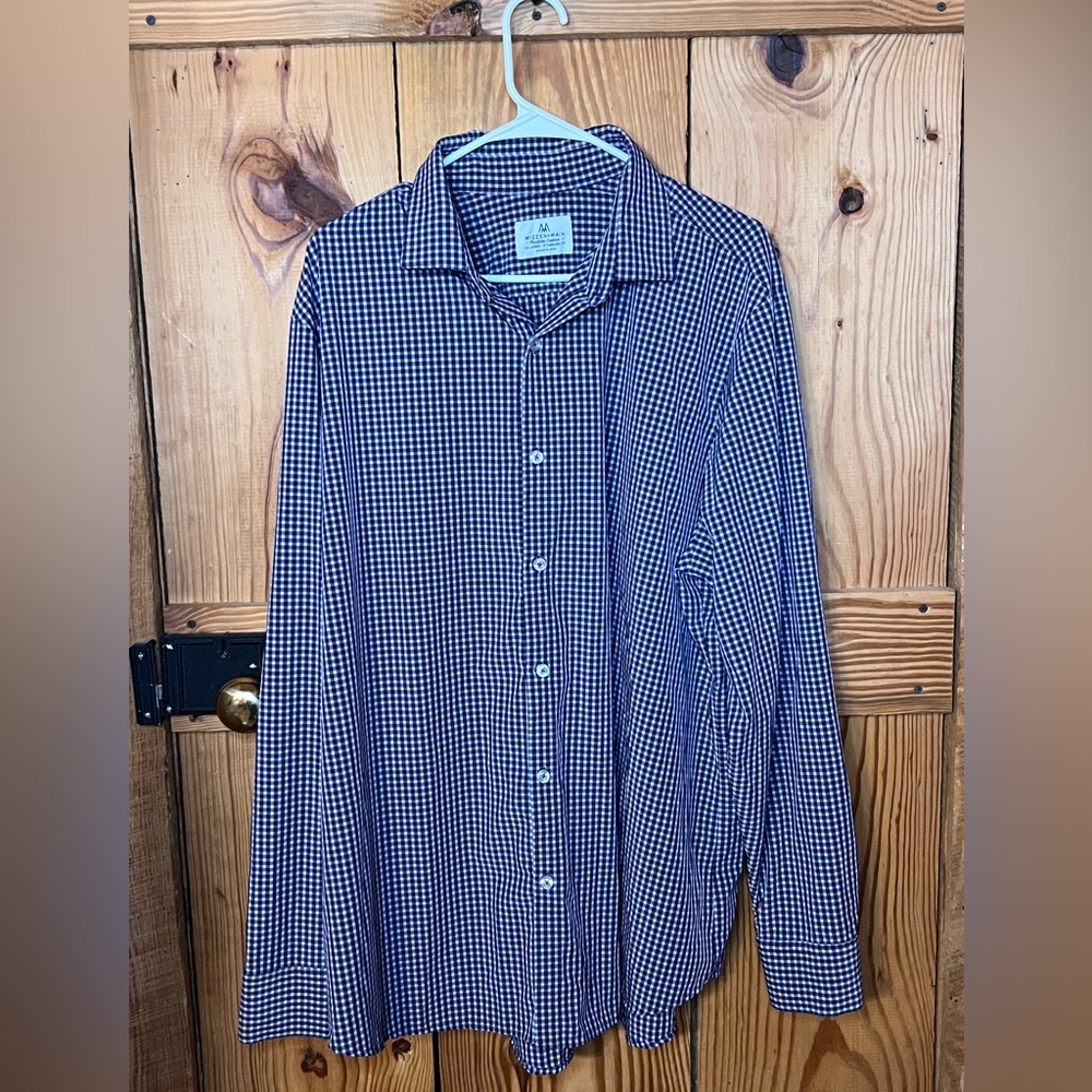 Mizzen+Main Navy Checkered Button Down Shirt